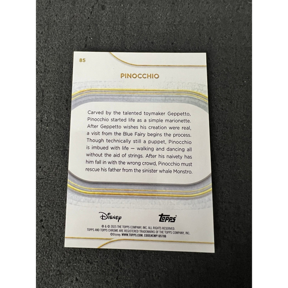 PINOCCHIO - 2025 TOPPS CHROME DISNEY - AQUA REFRACTOR #028/199 - Picture 2 of 2